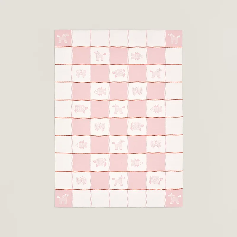 Hermes Hermes Animaux Nattes Blanket Rose
